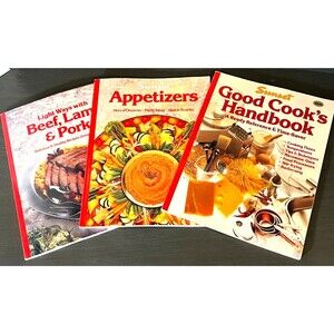 3 Vtg 90s Sunset Cookbooks Illustrated Paperback General Meats Appetizer Recipes